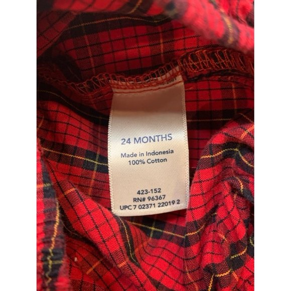 Oshkosh Boys Red Plaid Button Down Bodysuit 24M - Picture 4 of 4